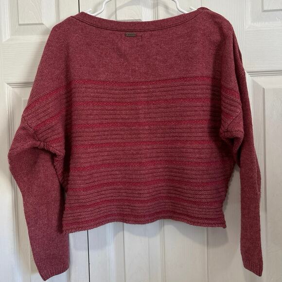 Prana Red Striped Boatneck Oversized Wool Blend Phono Sweater Size XS - Picture 6 of 6